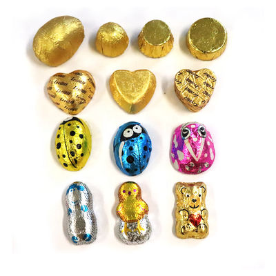 PLC and Touch Screen Controlled FILLING Heart Shape Foil Wrapping Machine For Chocolate